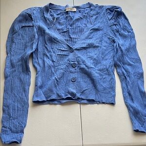 Stradivarius Blue Ribbed Cropped Top